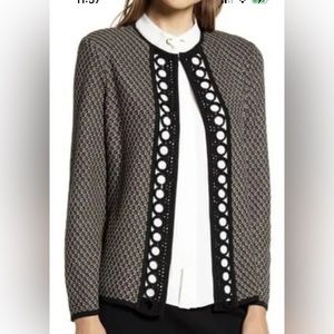 Ming Wang Cappuccino and Black circle Trim Jacket (XL)